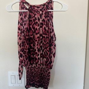 Pink cheetah tie top
